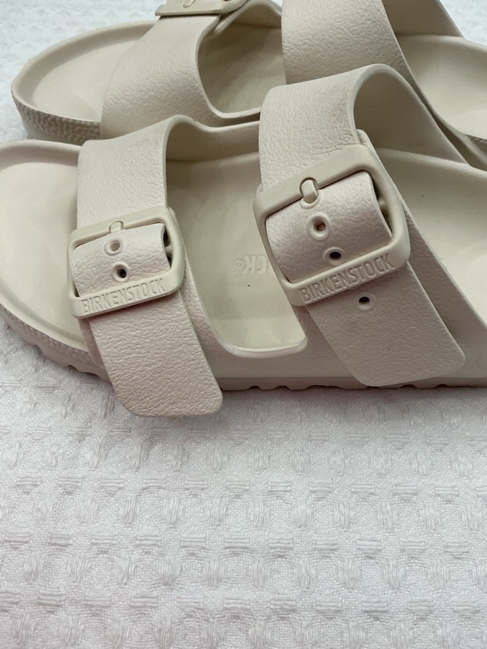 Birkenstock Women's Two-Strap Slide Sandals in Light Taupe - Picture 2 of 9